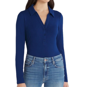 VIOLETS & ROSES Women long sleeve ribbed V-neck collared XL bodycon bodysuit NWT